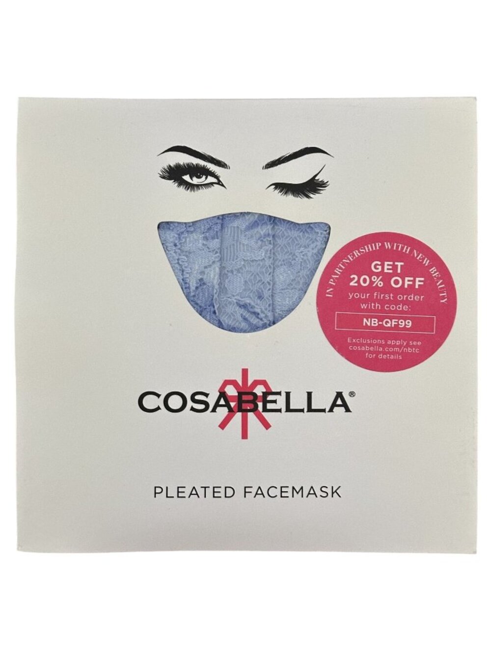 Cosabella Face Mask Never Say Never V in Riviera Blue NEVER9922 Pleated One Size